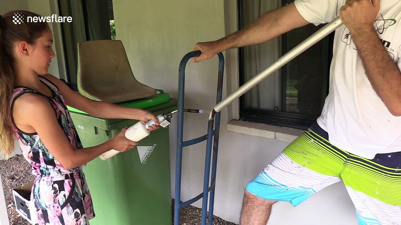 Household chores just got fun! Dad and daughter hack a go-kart