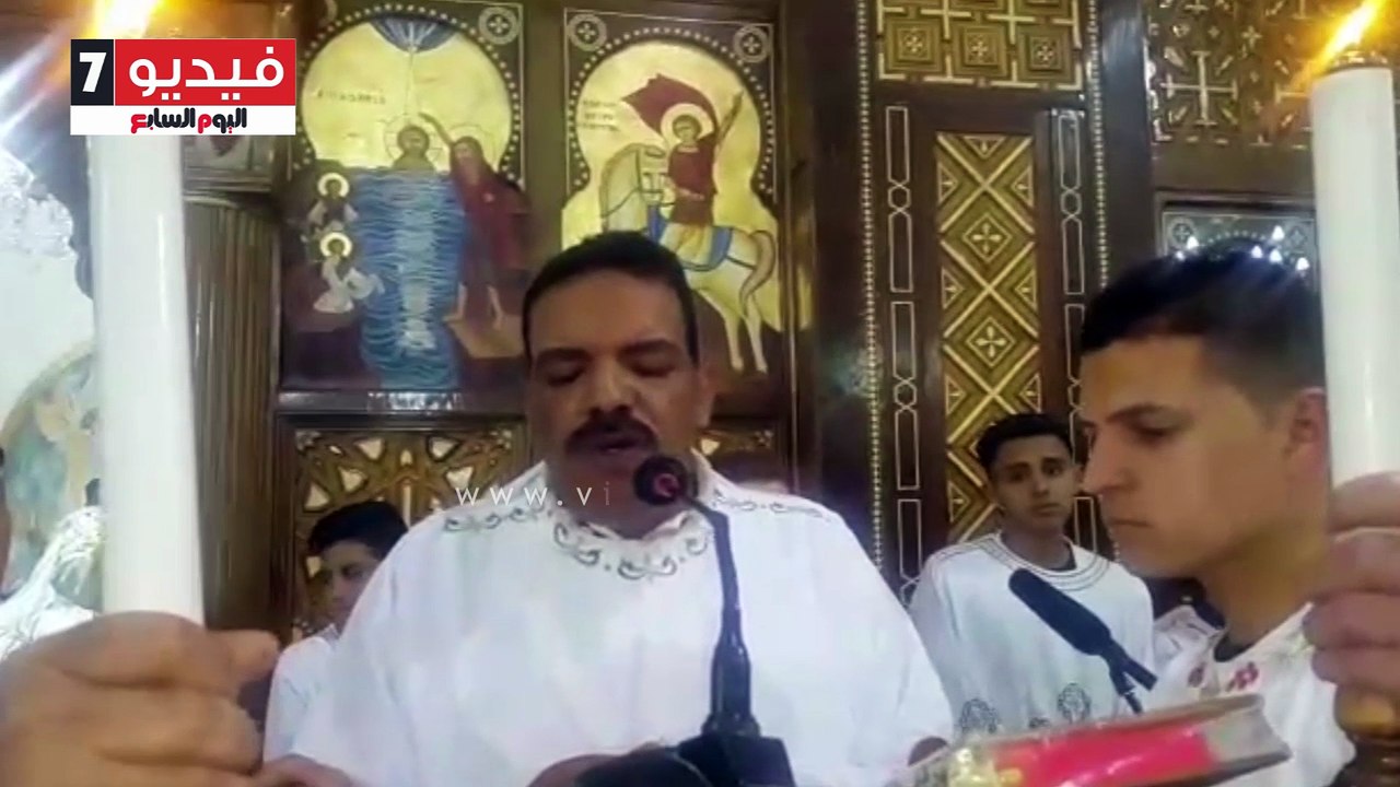 بدء صلاة قداس عيد القيامة بكنيسة مارجرجس بالقنط...