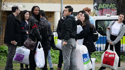 Scores take part in mass pillow fight in London