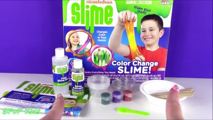 DIY Nickelodeon COLOR Change SLIME Kit! Make 3 Stretchy Color Shifting Slimes with PAINT! FUN