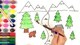 Learn How To Draw And Paint A Woods Scene With This Easy Drawing And Painting Page For Kids