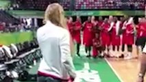 England basketball players Jamell Anderson and Georgia Jones got engaged on court