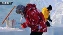 Competición de esculturas de hielo en Harbin (China)