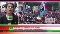 Miles de chavistas y opositores marchan en Caracas