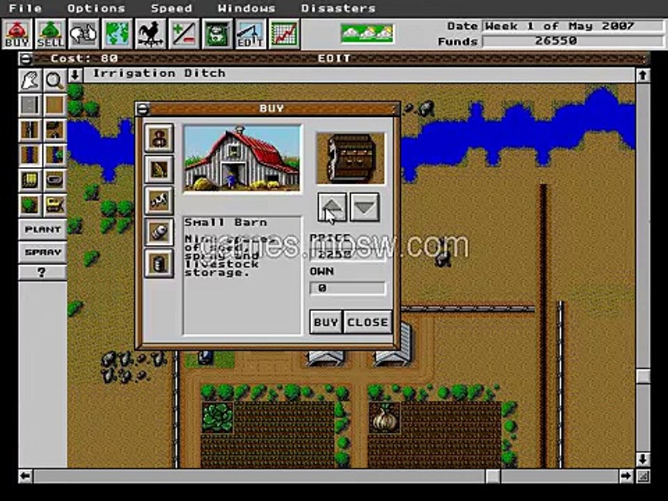 Sim Farm (PC) game, two nice fields and dumb livestock