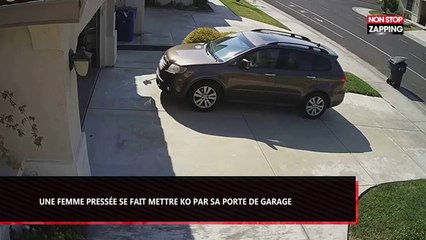 Pressée, une femme se fait mettre KO par sa porte de garage (Vidéo)
