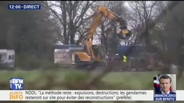 NDDL : des pelleteuses détruisent les squats démantelés ce matin par les forces de l'ordre