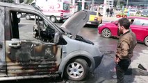 Seyir halindeki araç yandı, sürücü canını zor kurtardı