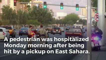 Pedestrian injured and westbound Sahara closed