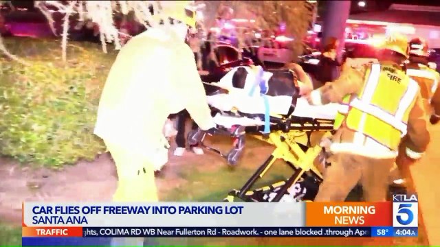 Car Lands in Motel 6 Parking Lot After Flying Off Freeway in Southern California