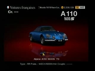 Présentation des Alpines dans Gran-Turismo 4