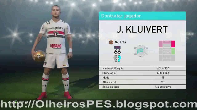 PES 2018 - Combinação de Olheiros para contratar J. Kluivert do AFC Ajax