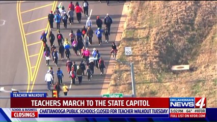 Teachers, Students Walk to Oklahoma State Capitol in Sixth Day of Strike