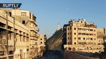 Un dron graba la ciudad vieja de Alepo después de que el Ejército liberara el área
