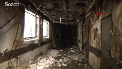 Yanan hastanenin içinden görüntüler