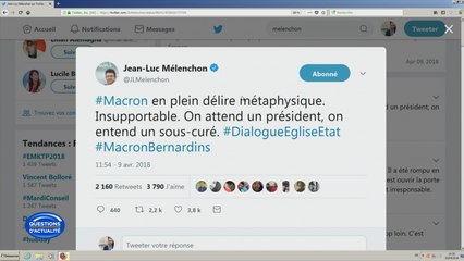 Une partie de l'opposition indignée par les propos d'Emmanuel Macron à la conférence des évêques de France