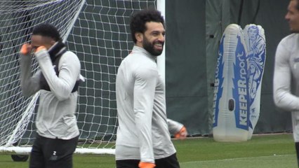 Download Video: All smiles as Salah trains for Liverpool ahead of Manchester City clash