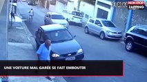Il gare sa voiture du mauvais côté de la route et va très vite le regretter (vidéo)