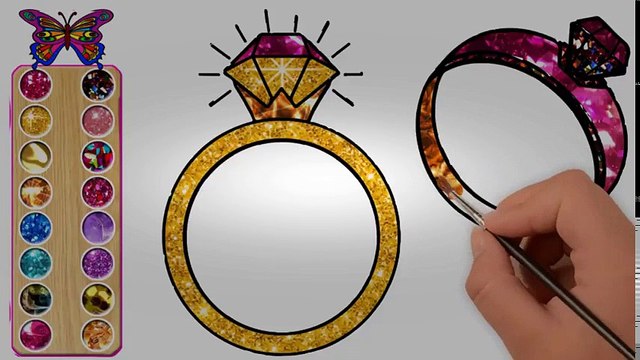 Draw and color videos for kids How to Draw Diamonds Ring Coloring pages and drawing | Coloring Tea | Educational child channel