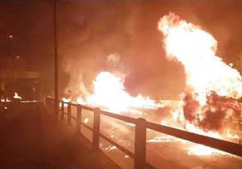 Greek Easter Fireworks Celebration Lights Street on Fire