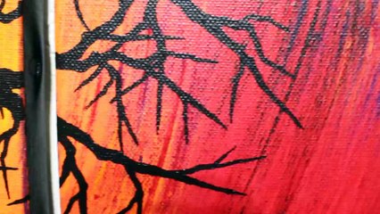 Tableau triptyque : Silhouette d’arbre noir.