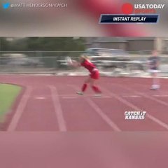 Incredible front flip throw-in assists header goal