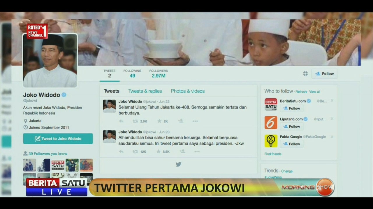 Ini cuitan pertama Kali Presiden Jokowi di Twitter