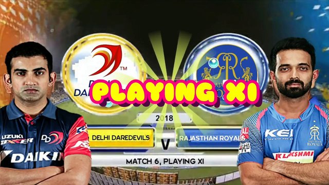 RR vs DD - VIVO IPL 2018 6th Match Playing11- Team ( Rajasthan Royals vs Delhi Daredevils )