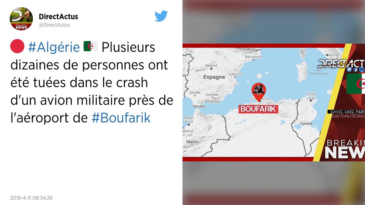 Algérie. Un avion militaire s’écrase à Boufarik avec plus de 100 personnes à bord.