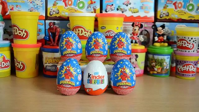 6 SpiderMan Kinder Surprise Eggs Marvel Iron man Hulk Wolverine Marvel figures Amazing !!!