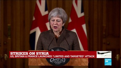 British PM Theresa May calls Syria strikes "right and legal"