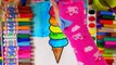Learn Colors for Kids and Hand Color Paint Rainbow Ice Cream Cone Coloring Pages