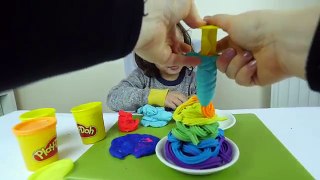 Play Doh Rainbow Swirl Ice Cream DIY Play Dough Dessert Color Fun Way to Learn Colors