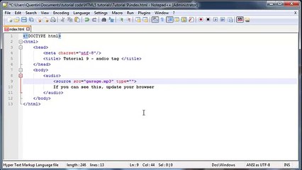 HTML5 and CSS3 beginners tutorial 9 - New audio tag