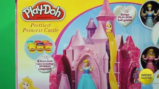 DISNEY PLAY DOH PRETTIEST PRINCESS CASTLE!!! play set Belle Cinderella and Aurora