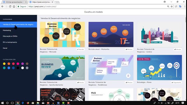 AULA 2 | CURSO DE PREZI NEXT | Conhecendo as categorias e modelos de apresentação