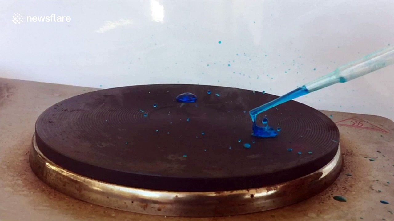 Watching balls of water bounce on hot metal is mesmerizing