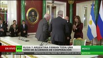 Putin y Cristina Fernández firman documentos que refuerzan la cooperación estratégica