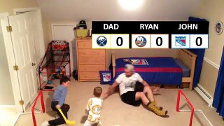KNEE HOCKEY - OUR BEST GOAL EVER??? - FREE FOR ALL NEW YORK BATTLE