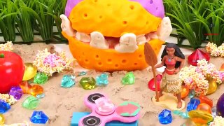 Moana Fidget Spinner Game with Play-Doh Drill N Fill Tamatoa, Disney Princess Moana, Maui & Pua!