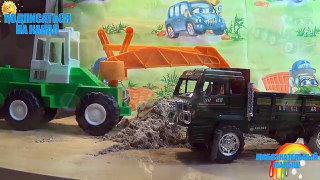 Машинки мультфильм - Мир машинок - 36 серия: фронтальный погрузчик, грузовик, трактор, экскаватор.