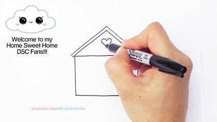 How to Draw a Cartoon House Cute step by step Home Sweet Home