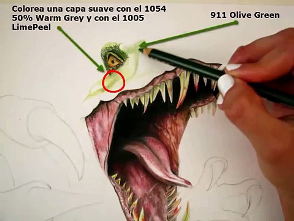 Tutorial: Cómo dibujar piel de dinosaurio con colores (Tiranosaurio) / Cómo dibujar un dinosaurio