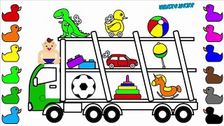 Learn Colors with Car, Truck and Toys Collection Coloring Pages, Fun Coloring Book, Video for Kids
