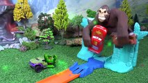 Disney Cars Toys Hot Wheels Gorilla Race Playset with Avengers Hulk McQueen Iron Man ToyTrains4u