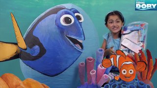 Giant Disney Finding Dory Toy Surprise Eggs Giant Toy Surprises Mashems Dory Nemo Hank Shell Game
