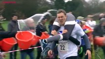 The 11th annual UK Wife-Carrying Championships took place Sunday in the town of Dorking, Surrey, England. Couples raced over a hilly 380-meter course, which fea
