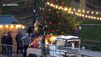 Anne Hathaway and Rebel Wilson seen on movie set in London