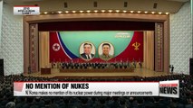 N. Korea makes no mention of nuclear power at major meetings, announcements