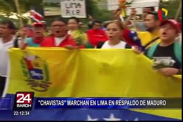 Скачать видео: “Chavistas” marchan en Lima en respaldo de Nicolás Maduro